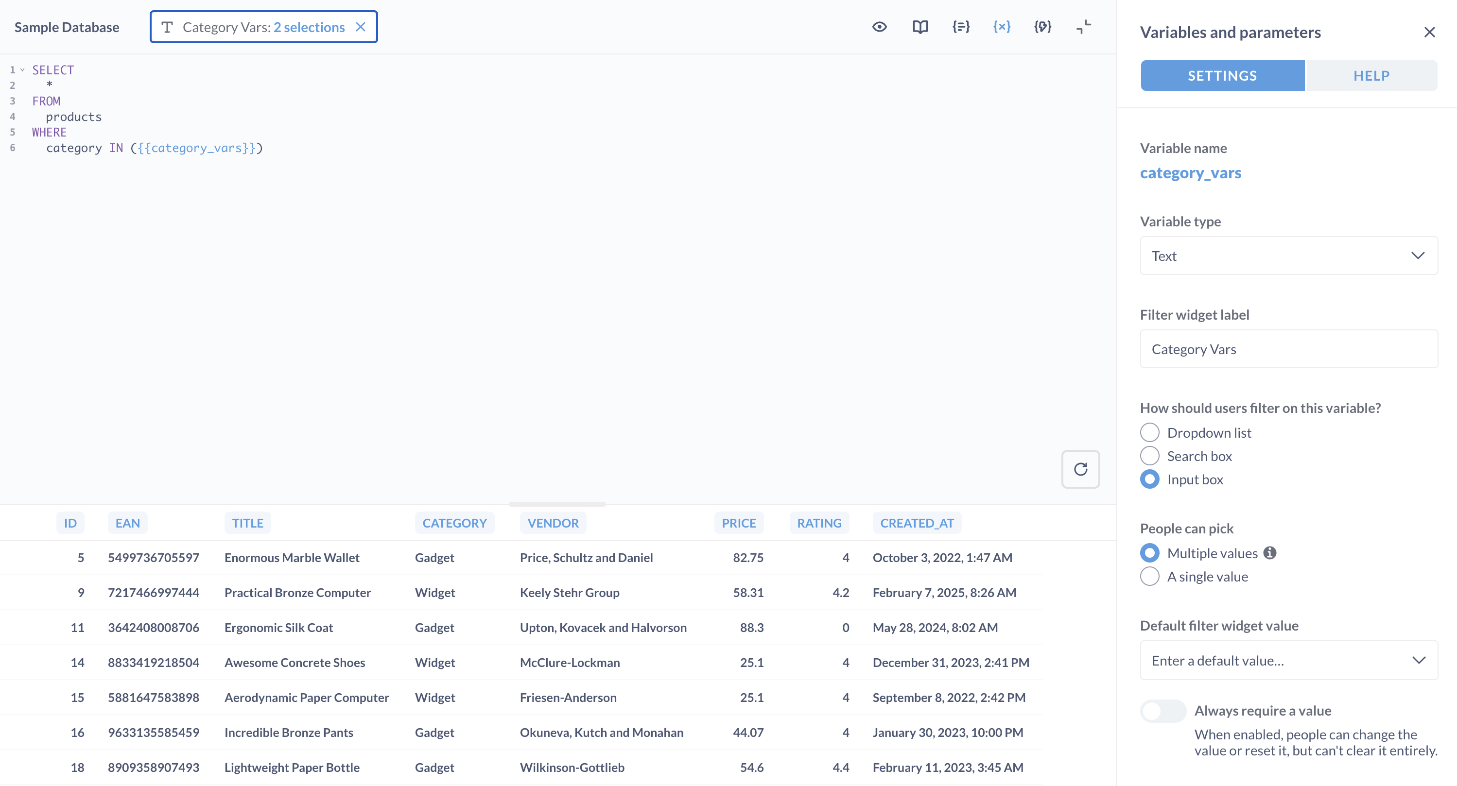 Basic variable with multiple values